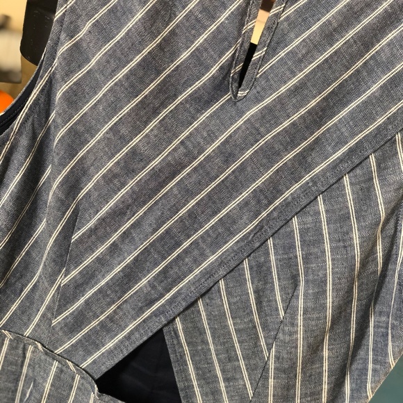 J. Crew Cross Back Chevron Striped Denim Dress - Picture 3 of 5